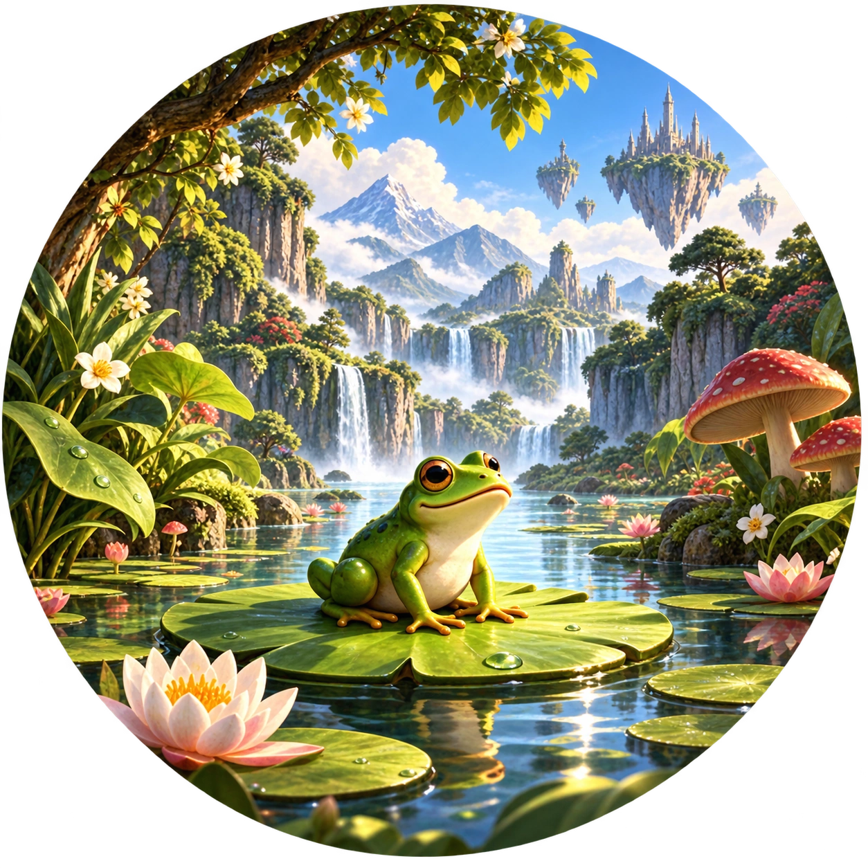 A frog among lily pads in the world of Dew or Die
